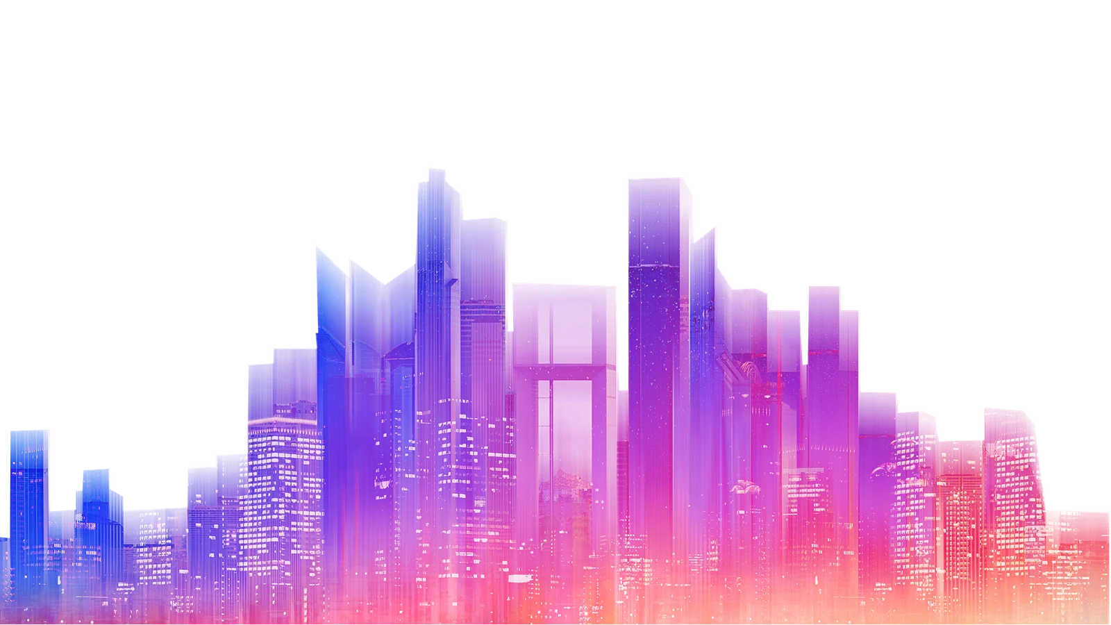 Purple and pink city skyline
